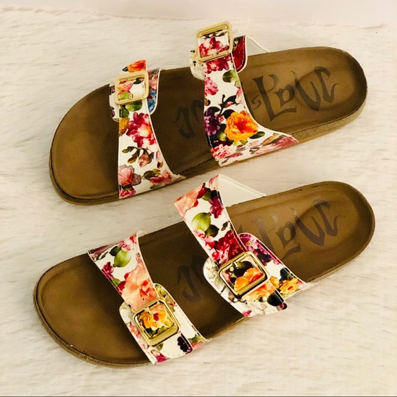 Mad Love Shoes - Mad Love Keava Open Toe Slip-On Floral Sandals